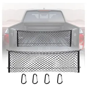 Cargo Net for Pickup Truck Bed ,Truck Bed Net for Trunk Organizers and Storage Additional with 4 Metal Carabiner Buckles - Cargo Net for Truck Bed for Trunk Organizers and Storage, Silverado, FT150, GMC， Black (49x15.2 Inch)