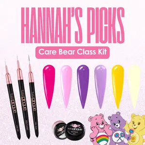 Hannah’s Care Bear Class Kit - Nail Art Tools & Gel Paints for Live Class Special - Includes Brushes & Colour Gels for Easy Recreation