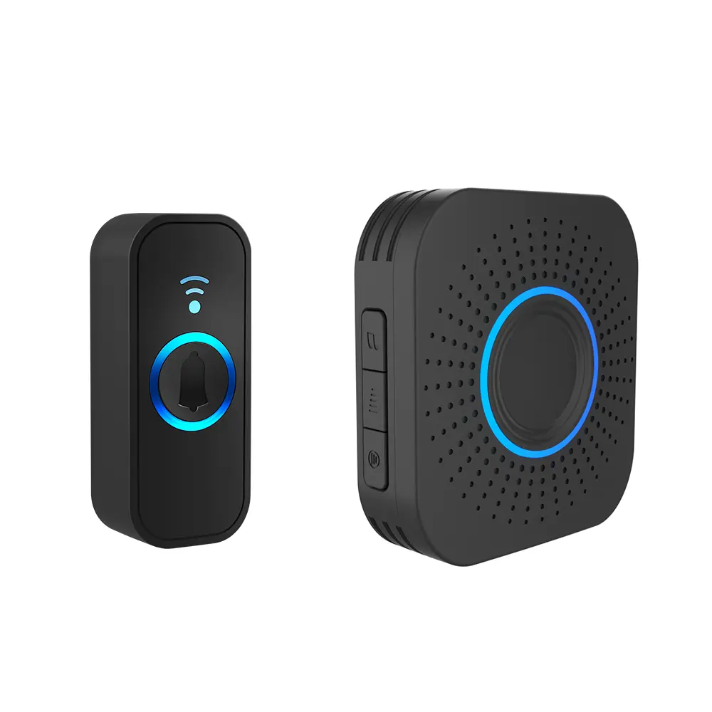 Wireless Doorbell with Plug-in Receiver & Battery-Powered Push Button, Outdoor Security Solutions, 1000ft Long Range, 110dB High Volume, 32 Chimes, 5 Volume Levels, Waterproof, Colorful LED Flash, Silent Mode for Home/Office
