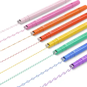 8pc Dual Tip Curve Highlighter Pens Roller Stamp Decorative Line Markers for Journal Planner Drawing Journaling