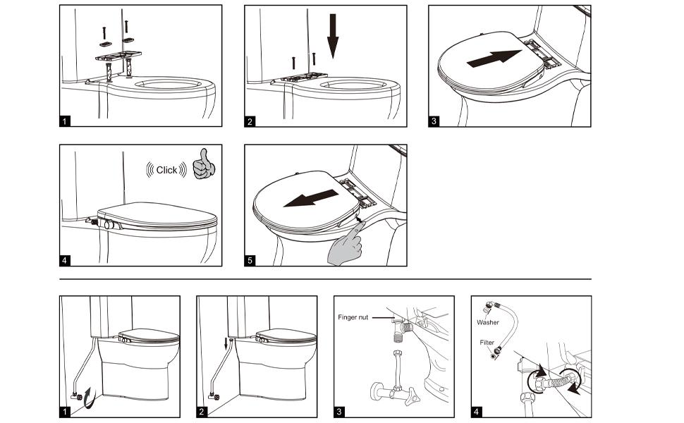 【GARVEE】Bidet Seat, Round Toilet Seat Slow Close, Non-Electric Bidet with Self Cleaning Dual Nozzles, Easy Installation