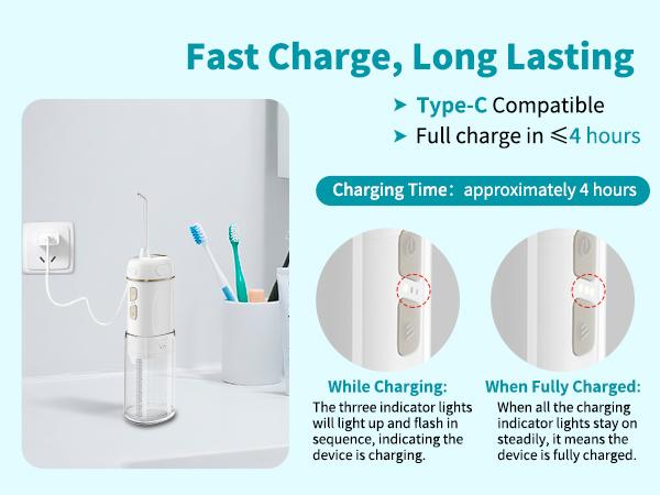 Hibbent Portable Cordless Water Flosser, Mini Oral Irrigator with 3 Modes & 4 Jet Tips, IPX7 Waterproof Rechargeable Travel Electric Dental Flosser for Braces Care, Sensitive Teeth, Orthodontic