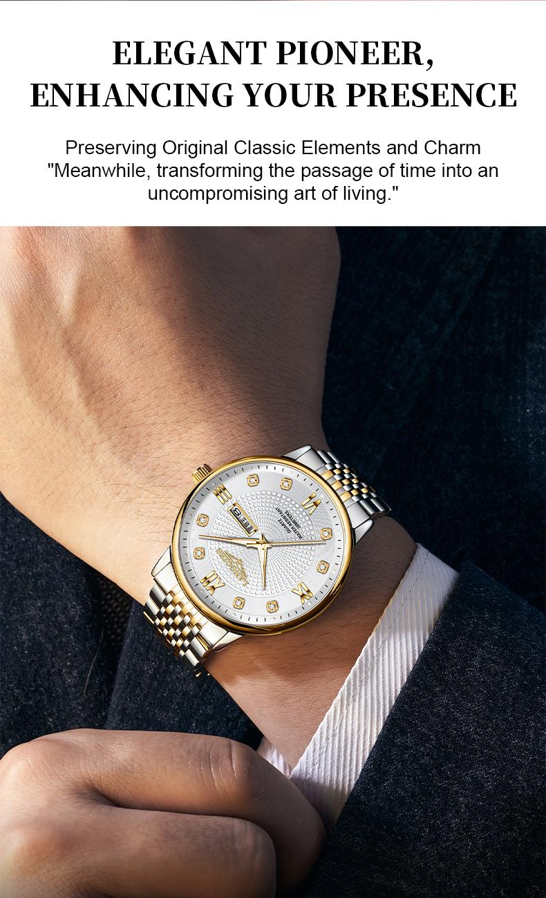 LANGQIES Elegant Multi-Function Men's Watch with Original Swiss Movement, featuring Dual Calendar, 42mm Dial, Sapphire Crystal, Stainless Steel Band, and Luminous Water-Resistant Design. LANGQIES Elegant Multi-Function Men's Watch with Original Swiss Movement, featuring Dual Calendar, 42mm Dial, Sapphire Crystal, Stainless Steel Band, and Luminous Water-Resistant Design.