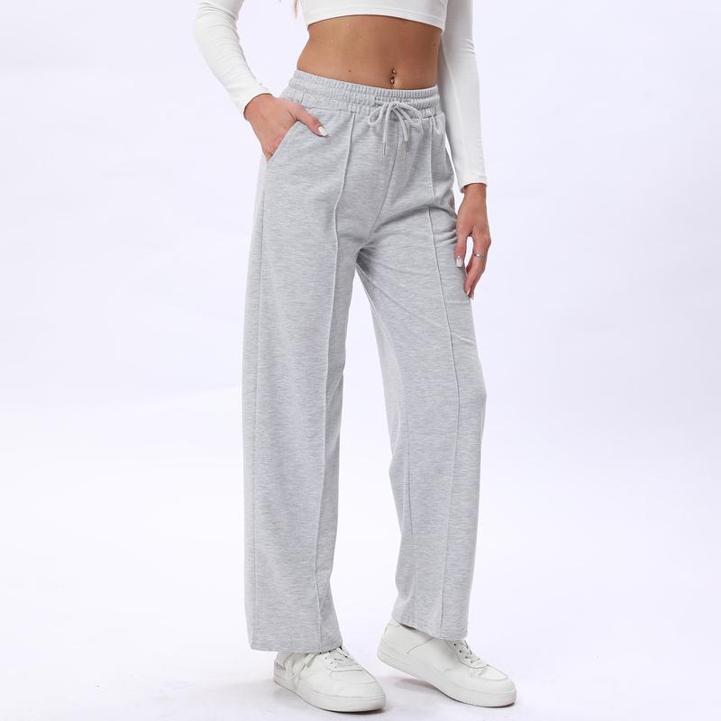 Women's Warm Casual Versatile Low Rise Elastic Waist Loose Wide Leg Baggy Sweatpants with Pockets Springfresh