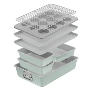 T-fal Stackable Ceramic Non-Stick Bakeware, Mint Green
