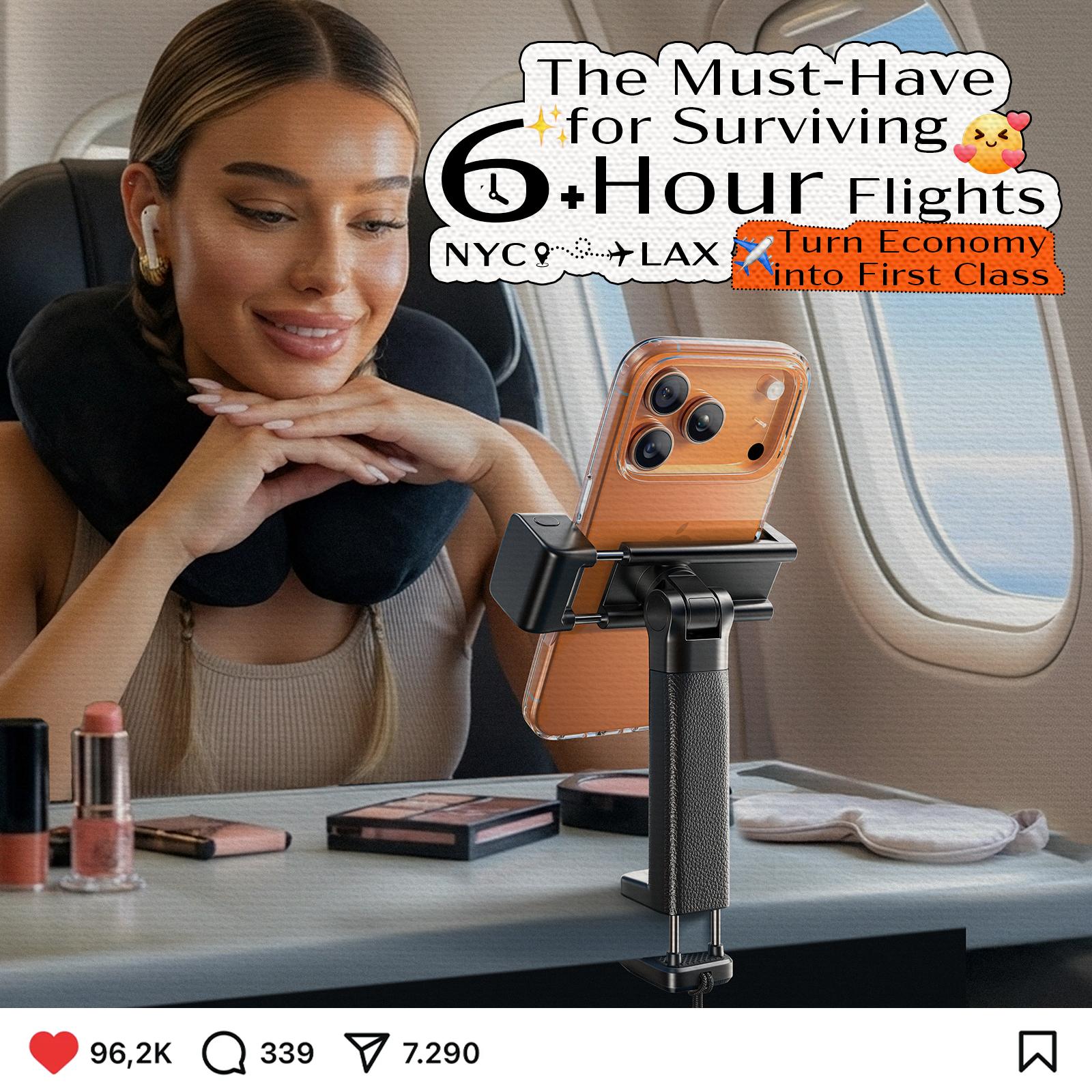 LISEN Airplane Phone Holder (LED) Travel Funny Gifts for Mens Stocking Stuffers White Elephant Gifts Who Have Everything Cool Gadgets Travel Essentials Accessories Selfie Photography Happy New Year