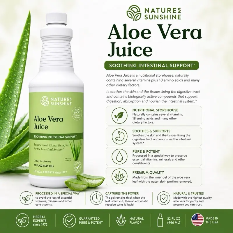 Nature's Sunshine Aloe Vera Juice 32 Fl Oz