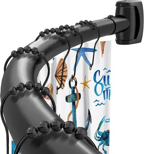 Black Curved Shower Curtain Rod 33-78 Inches Adjustable Splicing Design Need To Drill Shower Rods Curved Round Bowed Rust proof, Premium Stainless Steel Shower Curtain Rod for Bathroom, Bathtub, Stall