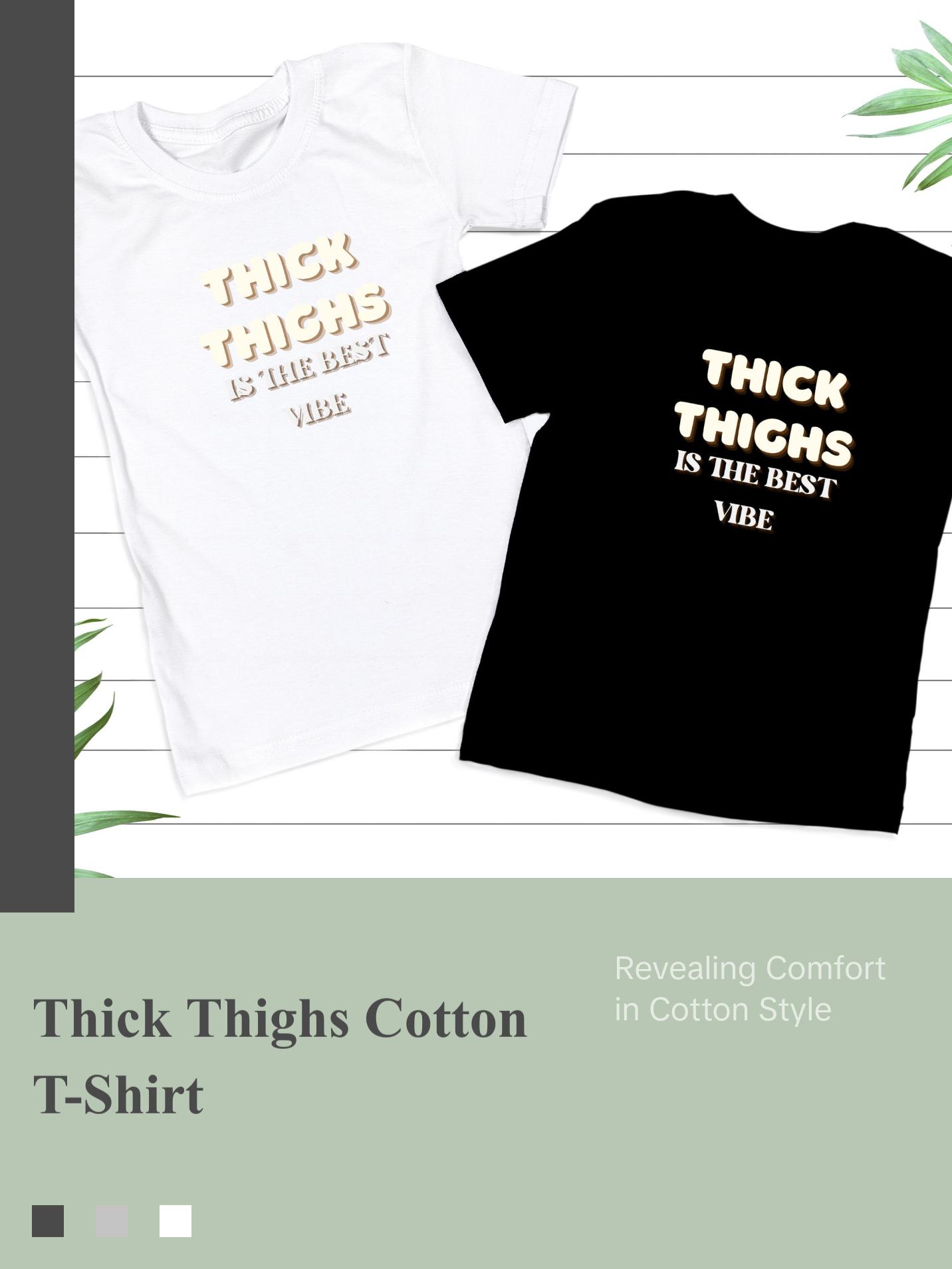 Thick Thighs Sweet Cream, Womenswear, Cotton Tshirt, Ribbed Collar Streetwear Comfort Top