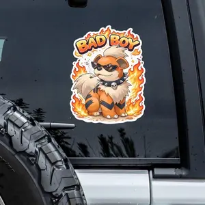 Cute Growlithe Bad Boy Poke Sticker - Laptop, Water Bottle Sticker Family Sticker for Laptop, Car and Tumbler