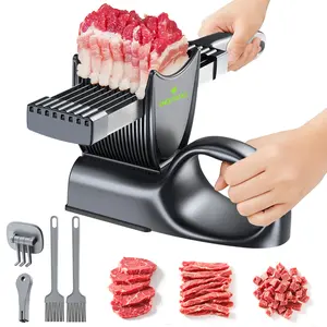 【ONCE FOR ALL 】Home Use Stainless Steel Meat Slicer Bone Chopper Set | Manual Beef Mutton Slicer Shredder with Suction Base, Fruit Thin Slicer Kitchen Utensils for Hot Pot BBQ Fresh Precision