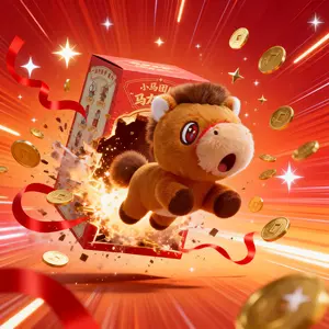 CMG 2026 Spring Festival Gala Blind Box Year of the Horse Full Throttle Plush Pendant Bag Charm 6+1 Hidden Mystery Chinese Lunar New Year CNY Gift Good Luck Wealth Feng Shui Mascot Cute Soft Stuffed Animal Toy Car Hanging Authentic