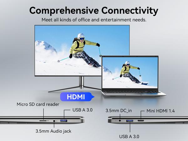 Essential Laptop 15.6" FHD Display Intel Celeron N4000 8GB RAM 256GB SSD Windows 11 Pro for Student Online Class Home Netflix Lightweight Portable