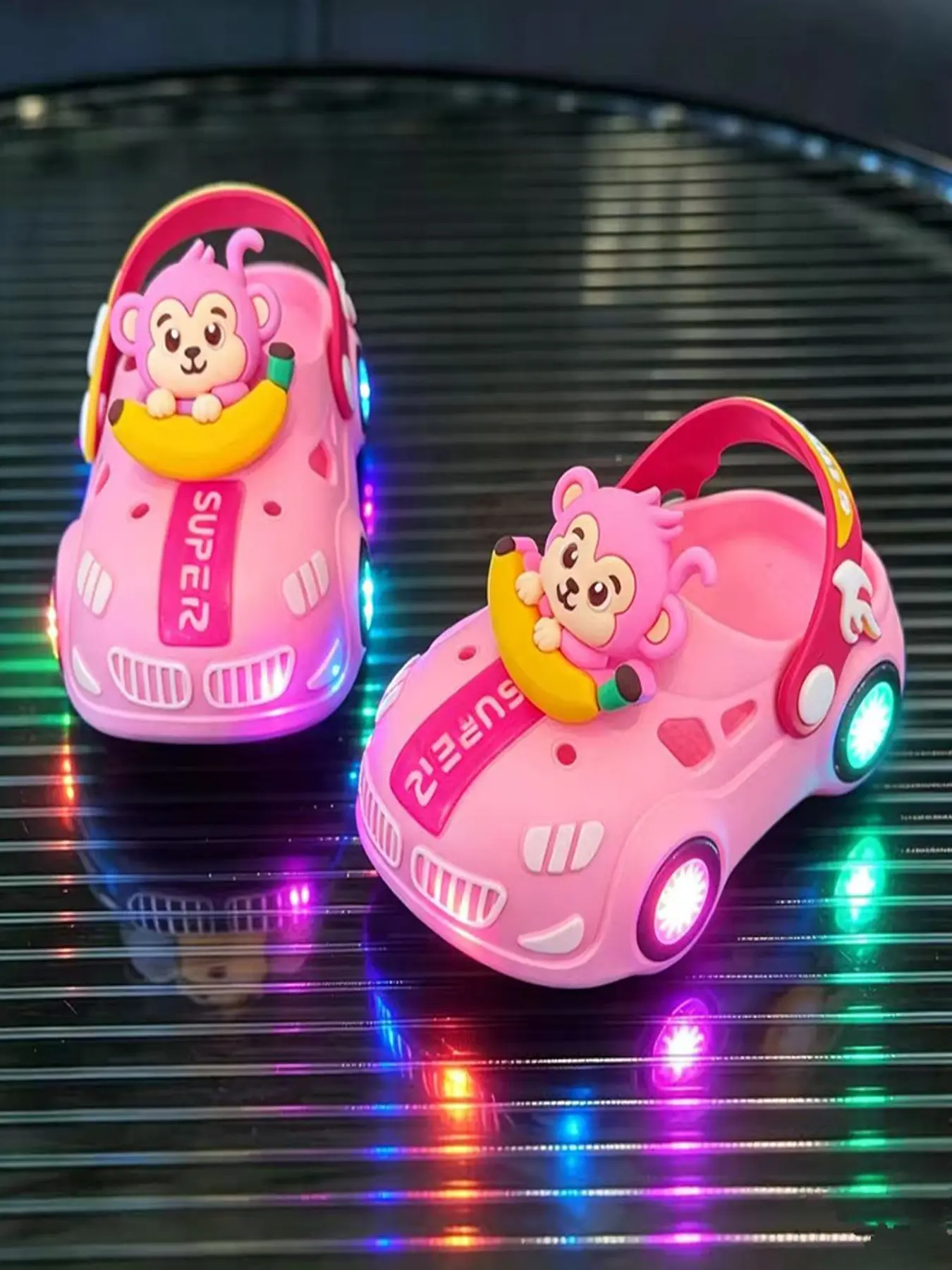 Summer Cute Cartoon Below Ankle Height Slippers, Bright Banana Monkey Design, Soft PVC Sole, Unisex Kids Shoes, Cute Cartoon Slides