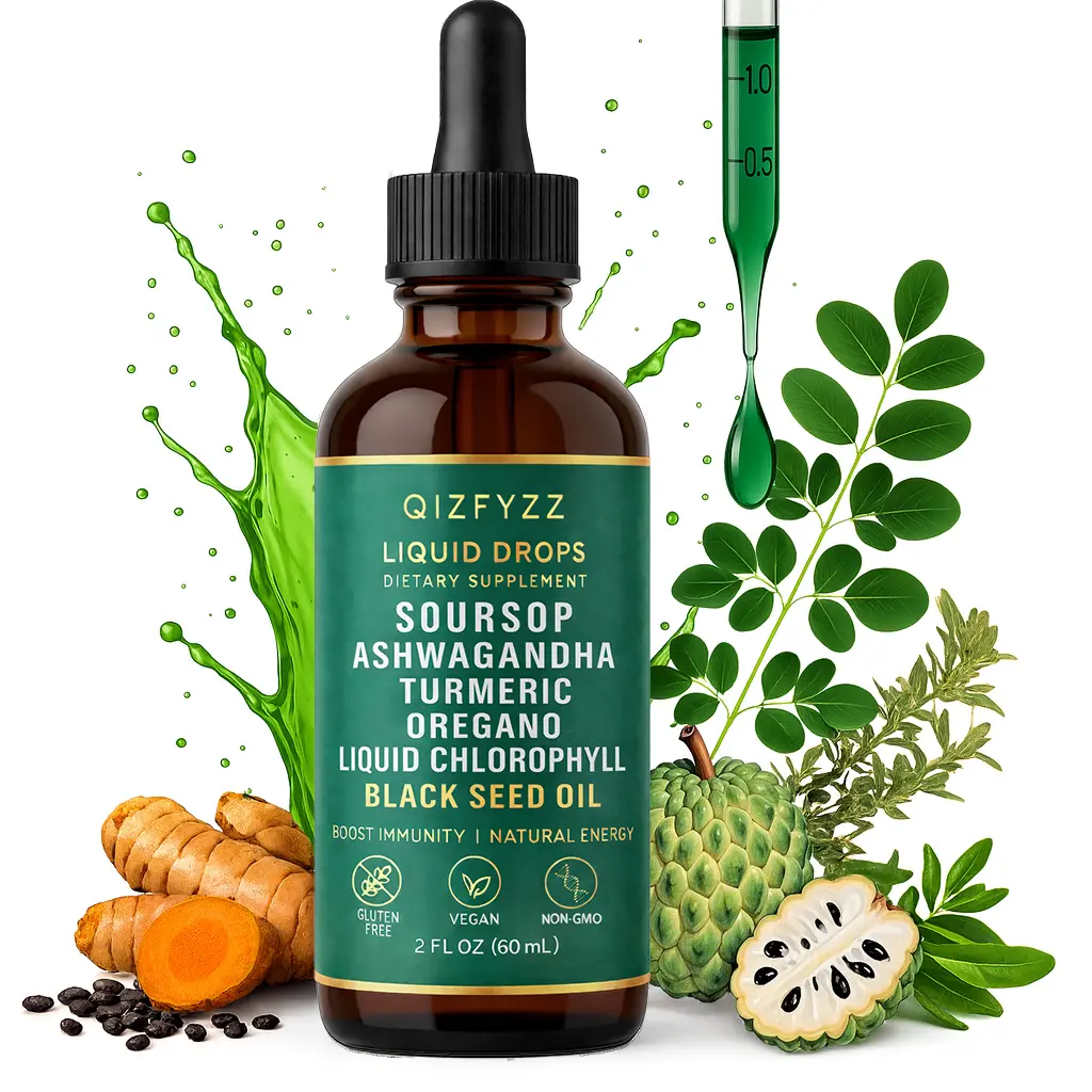 summervibes Qizfyzz Soursop Bitters Liquid Drops 10-in-1 with Nori Moringa Turmeric Black Seed Oil Oregano Ashwagandha Herbal Extracts for Overall Health Vegan Non-GMO 2 fl oz,summerwins,travel essentials
