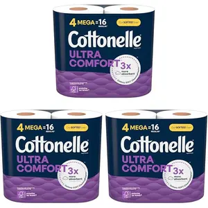 Cottonelle Toilet Paper, 244 Sheets | Ultra Comfort Soft | 4 Mega Rolls | Pack of 3