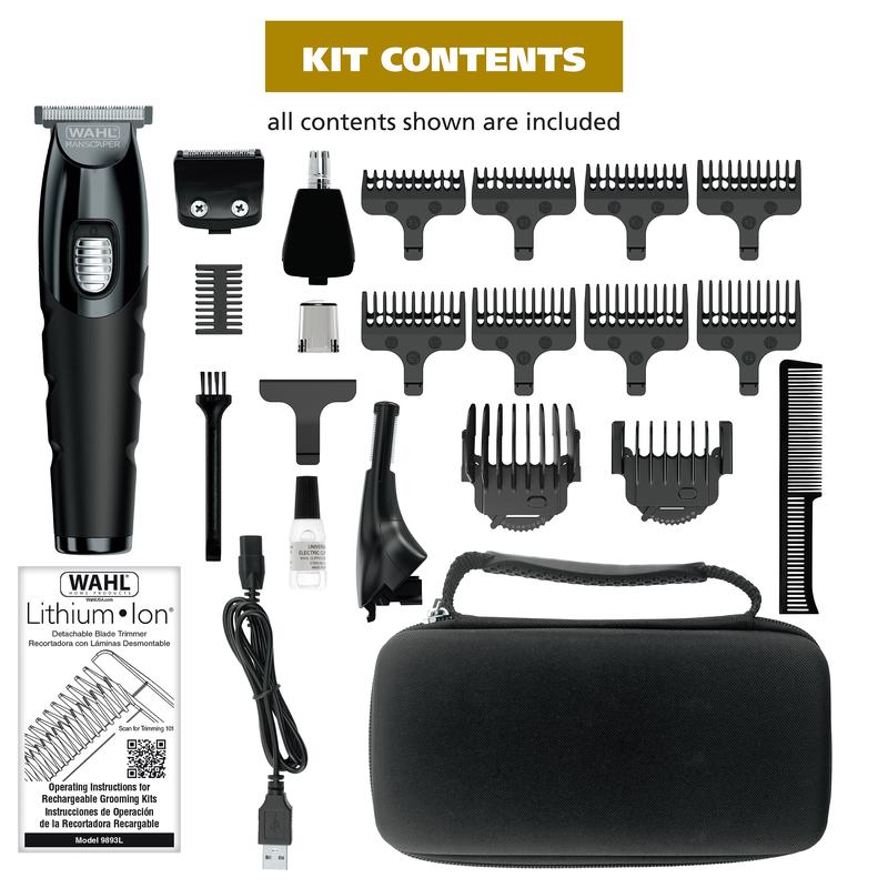 Wahl Manscaper Tool Box All in One Cordless Lithium-Ion Powered Full Body Trimmer With 4 Attachment Heads – Model 3024523