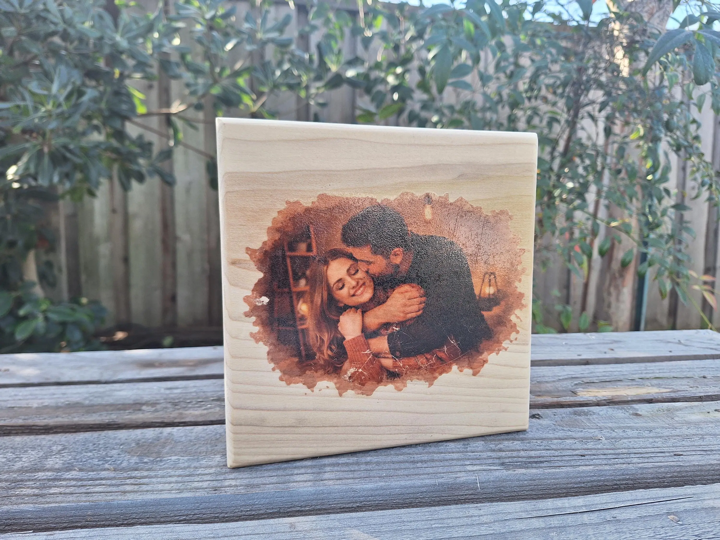 Custom Photo on Wood Sign, Personalized Wooden Wall Art, Watercolor Style Portrait from Photo, Unique Gift
