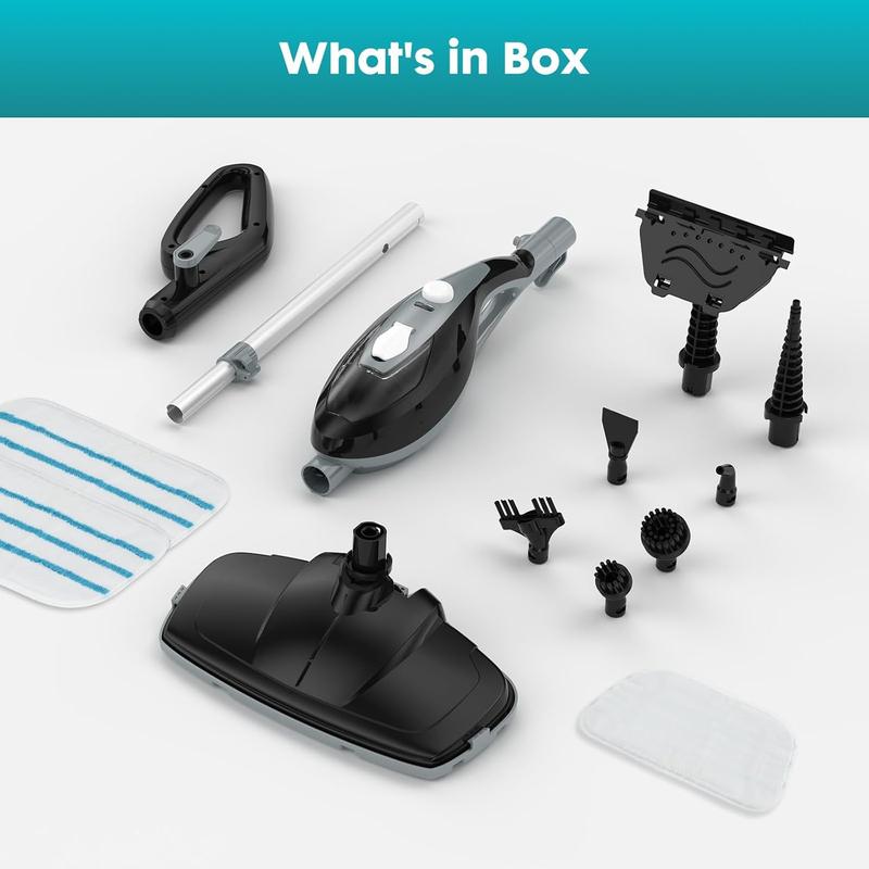 Powerful 10-in-1 Steam Mop for Home Detachable Handheld Floor Steamer with 16FT Cord & Washable Pads Cleans Hardwood Carpet Tile Grout & Windows Safe Chemical-Free Cleaning