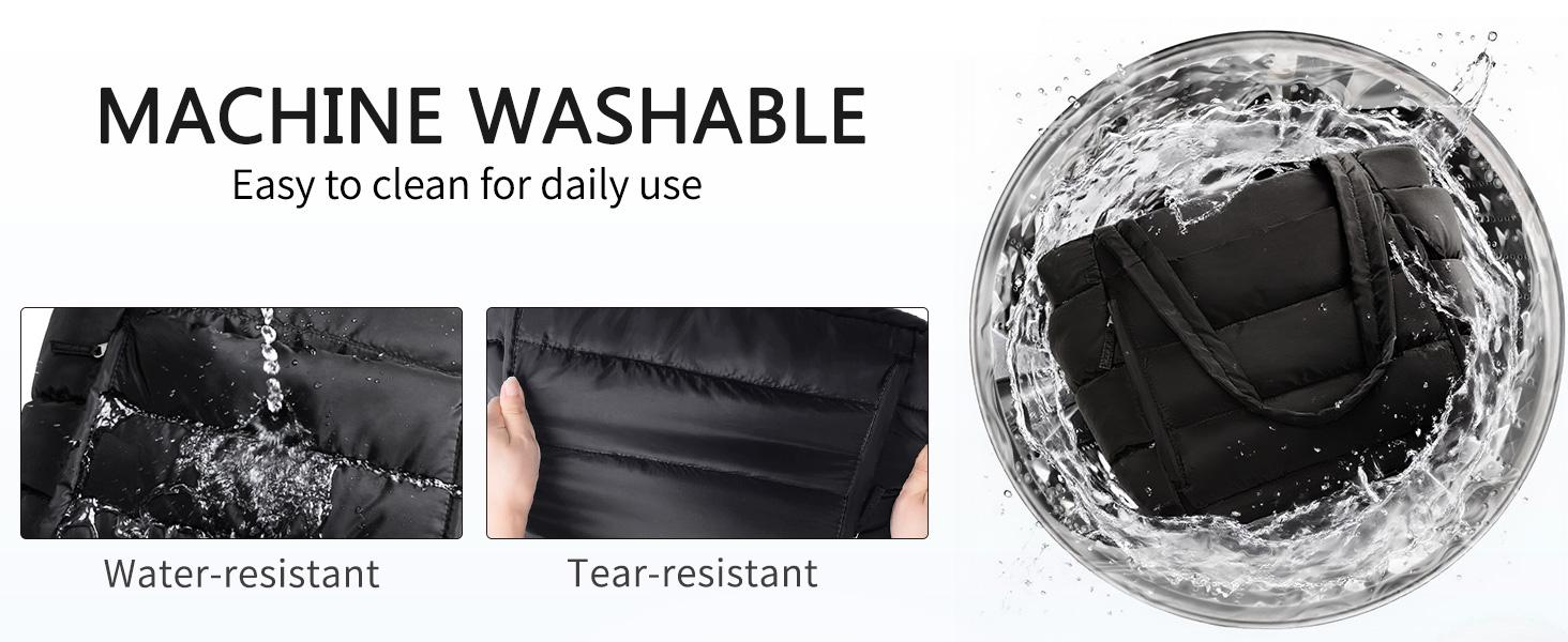 Bagstellar Puffer Tote Bag for Women with Makeup Bag, Large Work Tote Laptop Bag, Lightweight Travel Tote Bag with Zipper Gifts for Women Teacher Nurse Quilted Shoulder Bag for School Gym