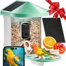 VEVOR Smart Solar-Powered Wireless Bird Feeder Camera - 3 Solar Panels, 5200mAh Battery, 2K Full HD, 145° Wide Angle, IP65 Dustproof for Outdoors, 2.4GHz Wi-Fi, AI Identify, 2Way Talk Audio, 100+ Videos Daily, 2L Capacity, Ideal Gift for Bird Lovers