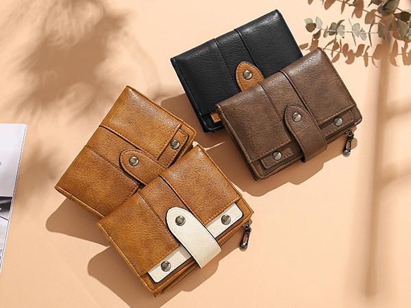 CLUCI TikTokShopSpringGlowUp Small Wallet for Women Leather Bifold Multi Mini Card Holder Organizer Designer Ladies Zipper Coin with Removable ID Window