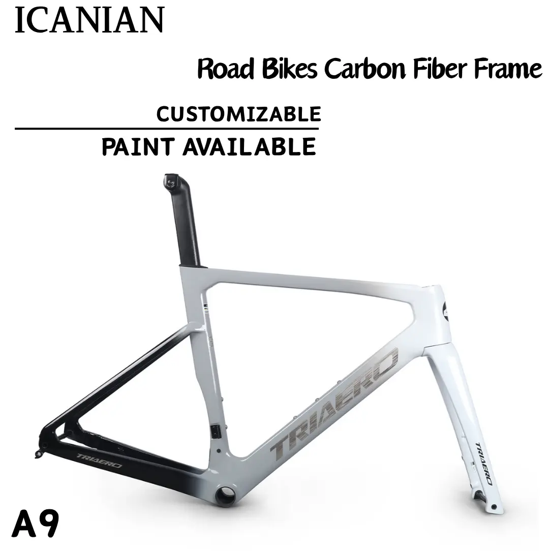 A9 Carbon Fiber Road Bike Frame - Custom Graphics, Di2 Compatible, UCI-Approved Disc Brake Carbon Bike Frame, Carbon Bike Frames