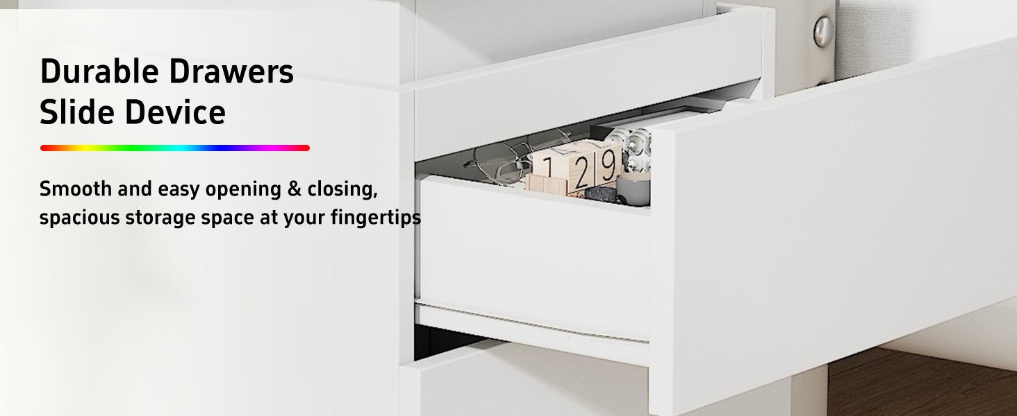 TryLazy Nightstand With Sliding Top Charging Station And LED Lights Furniture Bedroom Modern Design Bedside Table Drawer Home