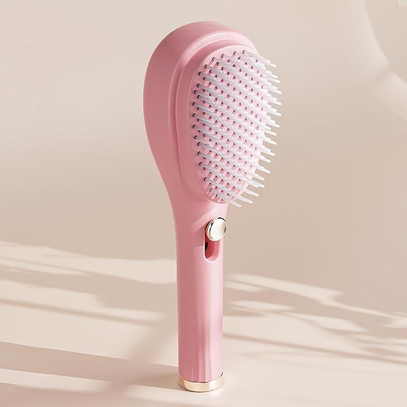 [Holiday Haul] 1PCS Pink Telescopic Control Hair Brush ABS Plastic Handle, Nylon Bristles, Scalp Massage Function, Ideal for All Hair Types, Enhances Shine & Smoothness