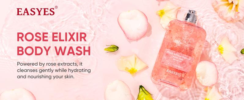 【K】Easyes Rose Essence Native Body Wash - for Dry Sensitive Skin 3X repair Deep Instant relief of dryness and itching Red rose fragrance Moisture Soft Skin vegan no animal testing The best choice for gifts