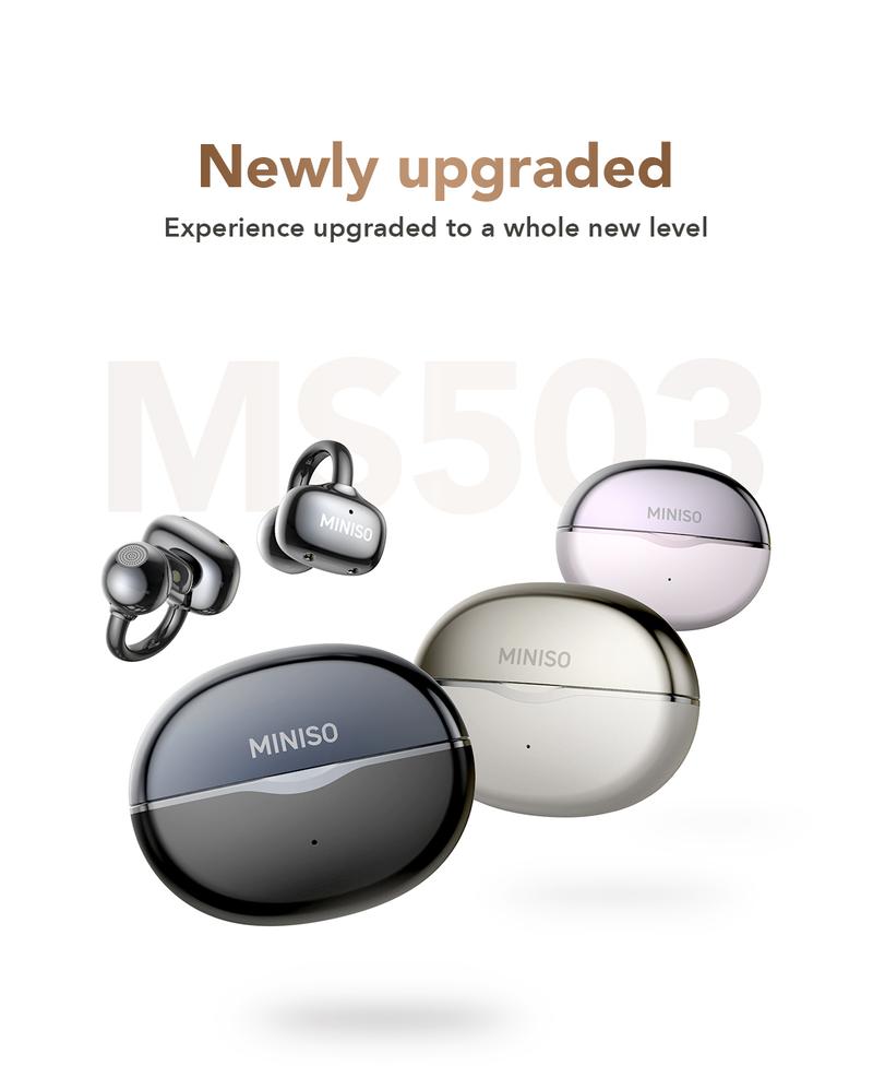MINISO MS503 Heart Rate Monitoring Earbuds, Support Heart Rate and Blood Oxygen Detection,Clip On Wireless Headphones, Bluetooth 6.0 Earphones,  IPX5 Waterproof Audio Earbuds for Music & Calls, Comfortable for Sports
