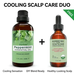 Peppermint Oil for Hair Growth & Scalp Treatment, Premium Essential Oil (FREE Rosemary Mint Oil)