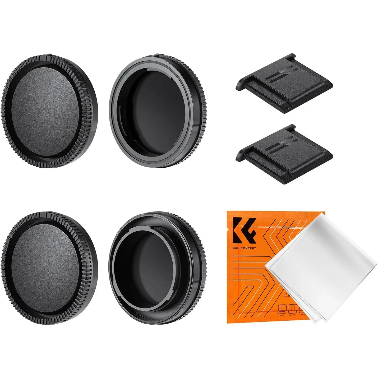 K&F Concept E Mount Body Cap & Rear Lens Cover for Sony Nex E Mount A6700 A6600 A6500 A6400 A6300 A6100 A6000 A5100 A5000 A7C A7CR A7C II A7 A7S A7R FX3 FX30 A9 A9II ZV-E10 NEX-6 NEX-7 NEX-5C NEX-3, Camera Mount, Protection