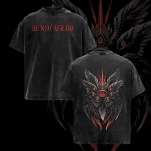 valentine shirts Be Not Afraid Seraphim Angel T-Shirt | Biblical Guardian Angel With Many Eyes | Christian Faith Vintage Washed Oversized Tee | Spiritual Warrior Shirt | Dark Angel Graphic Streetwear | Religious Apparel For Believers USA