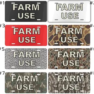 Farm Use Aluminum License Plate Custom Farm Vehicle Tag Tractor Truck Plate Rural Farm Decor Gift for Farmer Hunting Camo Plate Outdoor