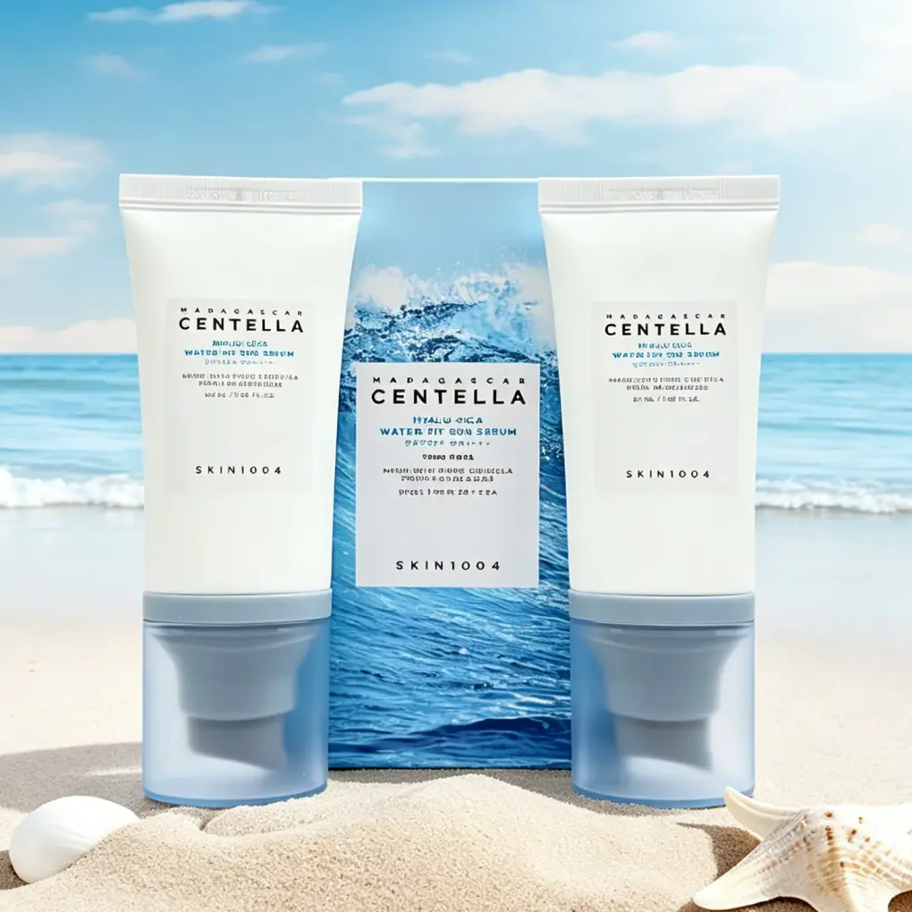 SKIN1004 MADAGASCAR CENTELLA WATER-FIT SUN SERUM,SPF50+ No Whitecast Non-Greasy Sunscreen, Soothing UV Protection for Sensitive Skin, Daily Outdoor Sun Care