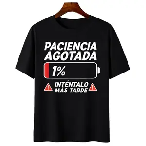 Men’s Spanish Phrase T-Shirt – “0 Patience Charged Dead Battery” Street Style Tee
