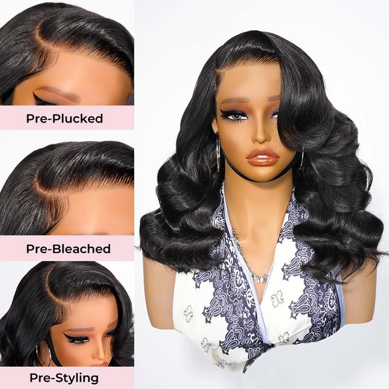 West Kiss 250% Density Right Side Part Glueless LayerCut Wig 6x8 Lace Closure Wig Body Wave Pre Cut Pre Bleached Ready Go Wigs
