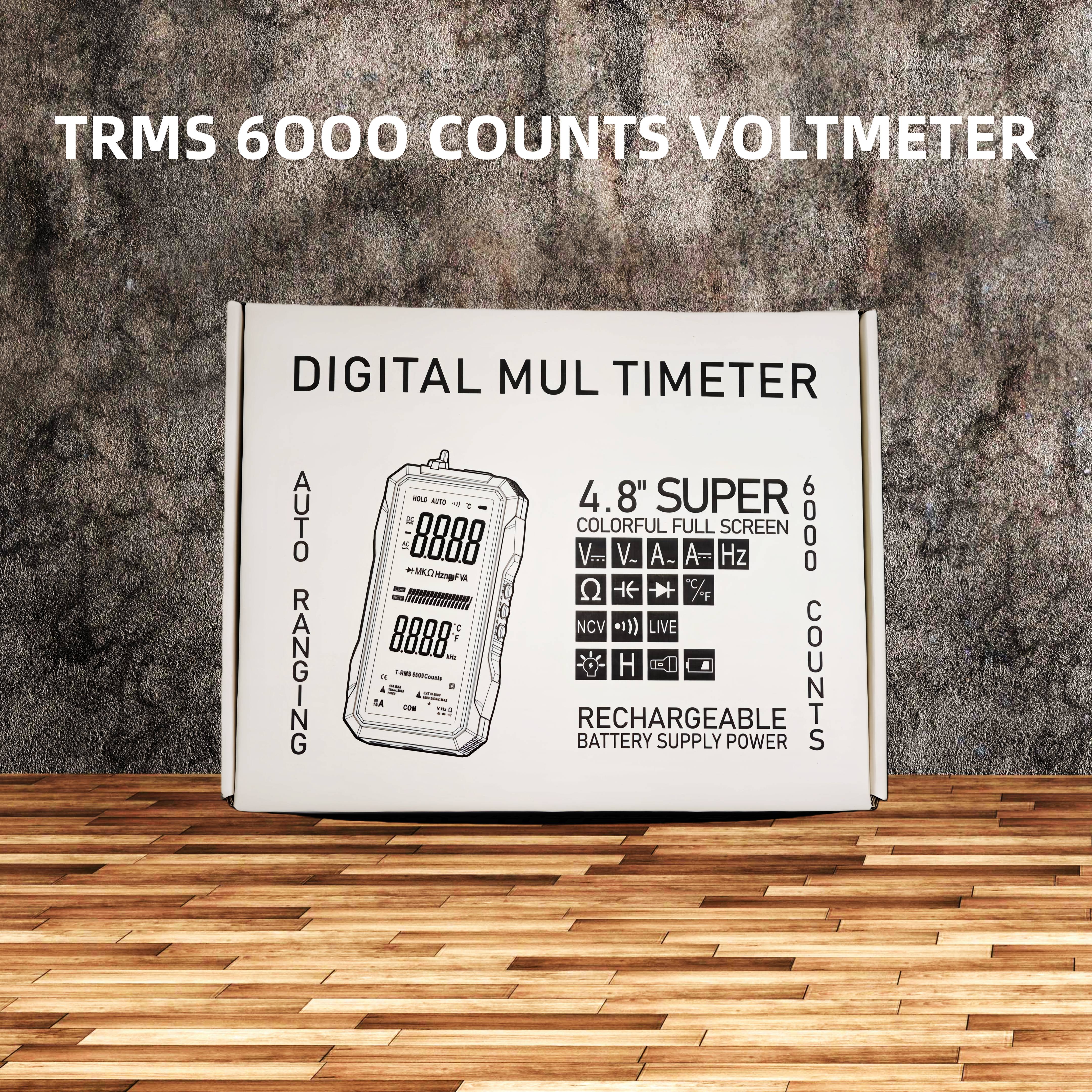Fully Automatic True RMS (TRMS) 6000 Count Digital Voltmeter - A reliable voltage tester suitable for home, automotive, and industrial applications; a professional electrical tool.