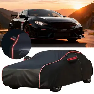 for Honda Civic 6 Layer Heavy Duty Car Cover, All Weather Waterproof Dust Snow UV Resistant Protection, Indoor Outdoor Anti Scratch Full Exterior Cover, Glow In The Dark Black Car Cover