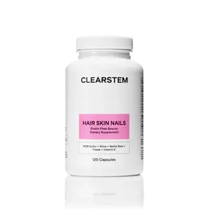 [CLEARSTEM] HAIR SKIN NAILS Biotin-Free Beauty Supplement, MSM Methylsulfonylmethane, Silica, Nettle Root Extract for Hair Volume, Methylated Folate Vitamin B9 for Hair Strength, Vitamin E for Hydration, 120 Capsules, 30 Day Supply