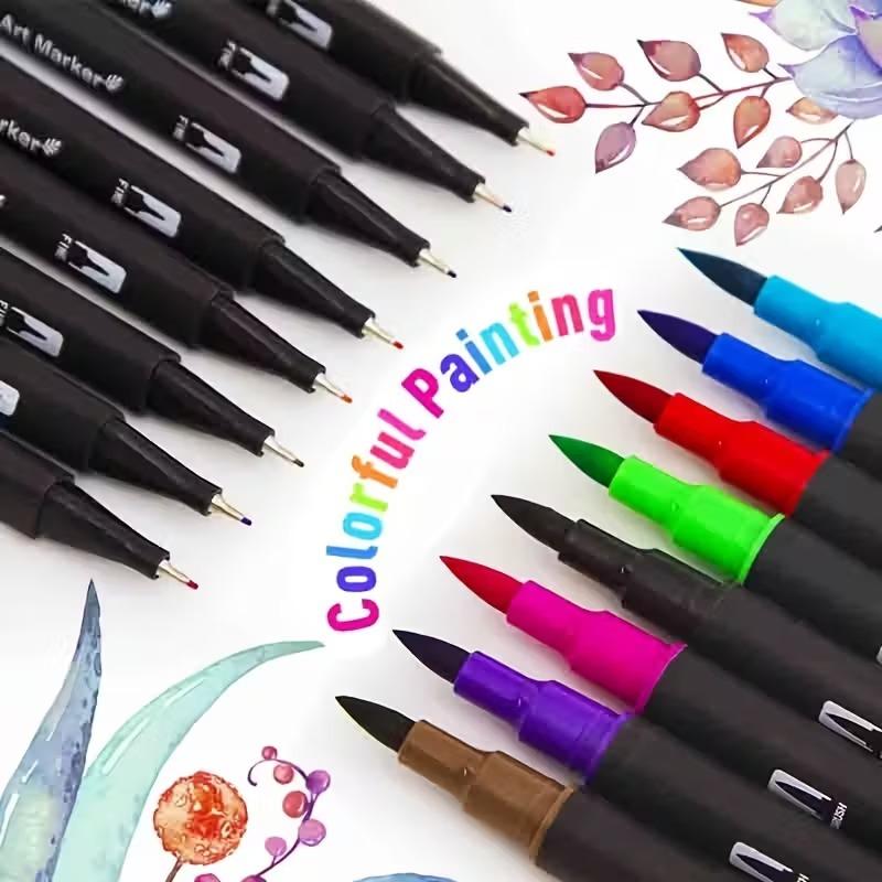 VIRAL 12-Color Aesthetic Dual Tip Pens, No-Bleed Portable Brush Markers for Bullet Journal & Planners