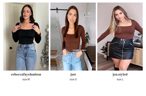 Popilush The Shapewear Bodysuit Long Sleeve Square Neck Shapewear Bodysuits Womenswear Tops Lady  Comfort