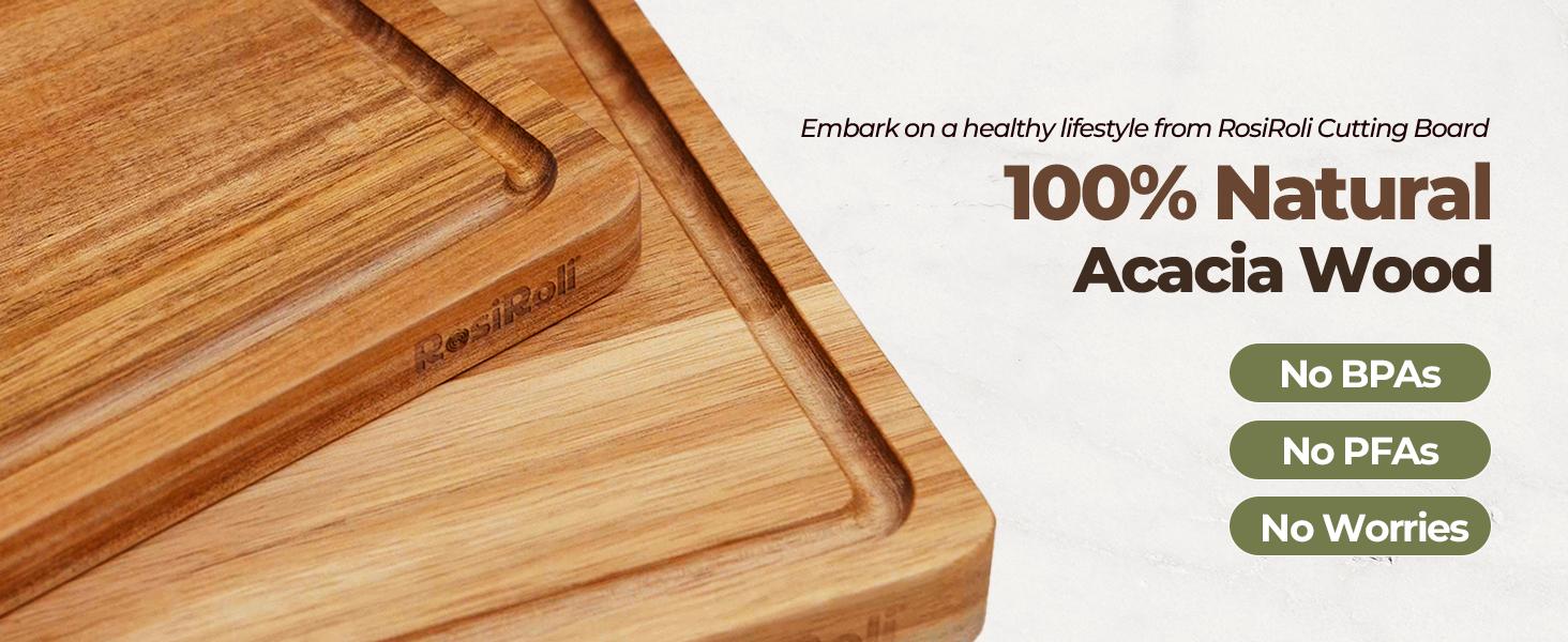 【NewYear2026】RosiRoli Wood Cutting Board Set- Small, Medium & Large Acacia Chopping Boards with Holder, Kitchen Wooden Cutting Board Set, Charcuterie Board Gift Set,Valentine’s Day Gift