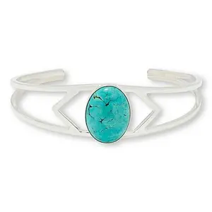 Mine Finds by Jay King Baja Turquoise Sterling Silver Oval Stone Cuff Bracelet
