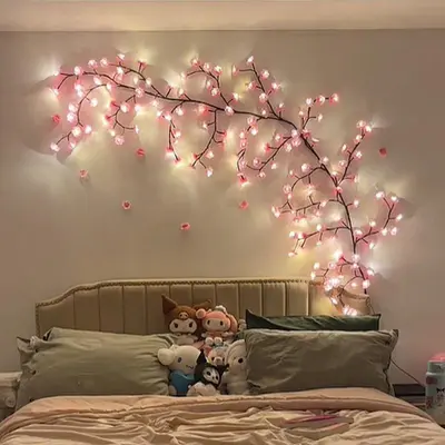 Cherry Blossom Lights, 12.8 Ft 40 LED Flower String Lights Battery Operated With Remote, Decorative Pink Fairy Light For Bedroom, Holiday, Partry, Indoor - View #3