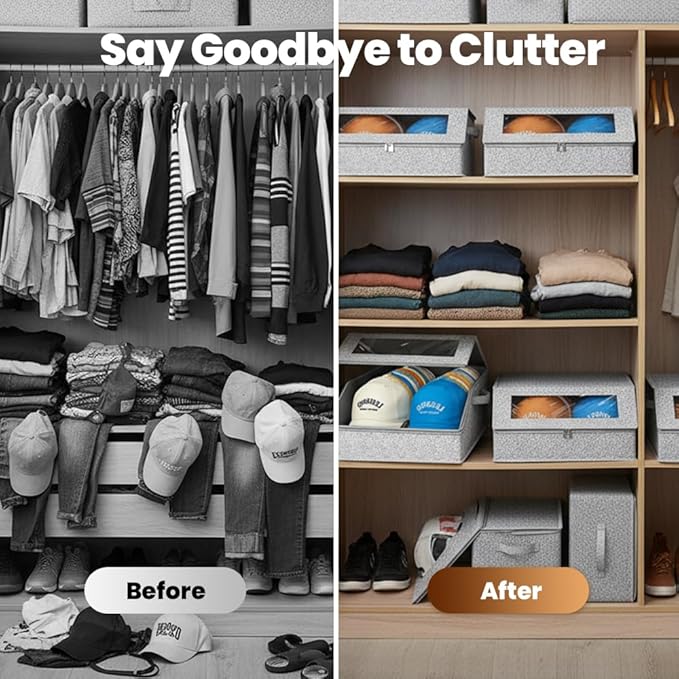 Large Stackable Hat Storage Boxes for Baseball Caps, Classic Style, Hat OrganizerRack, Wardrobe Organizer, mens gifts, hats