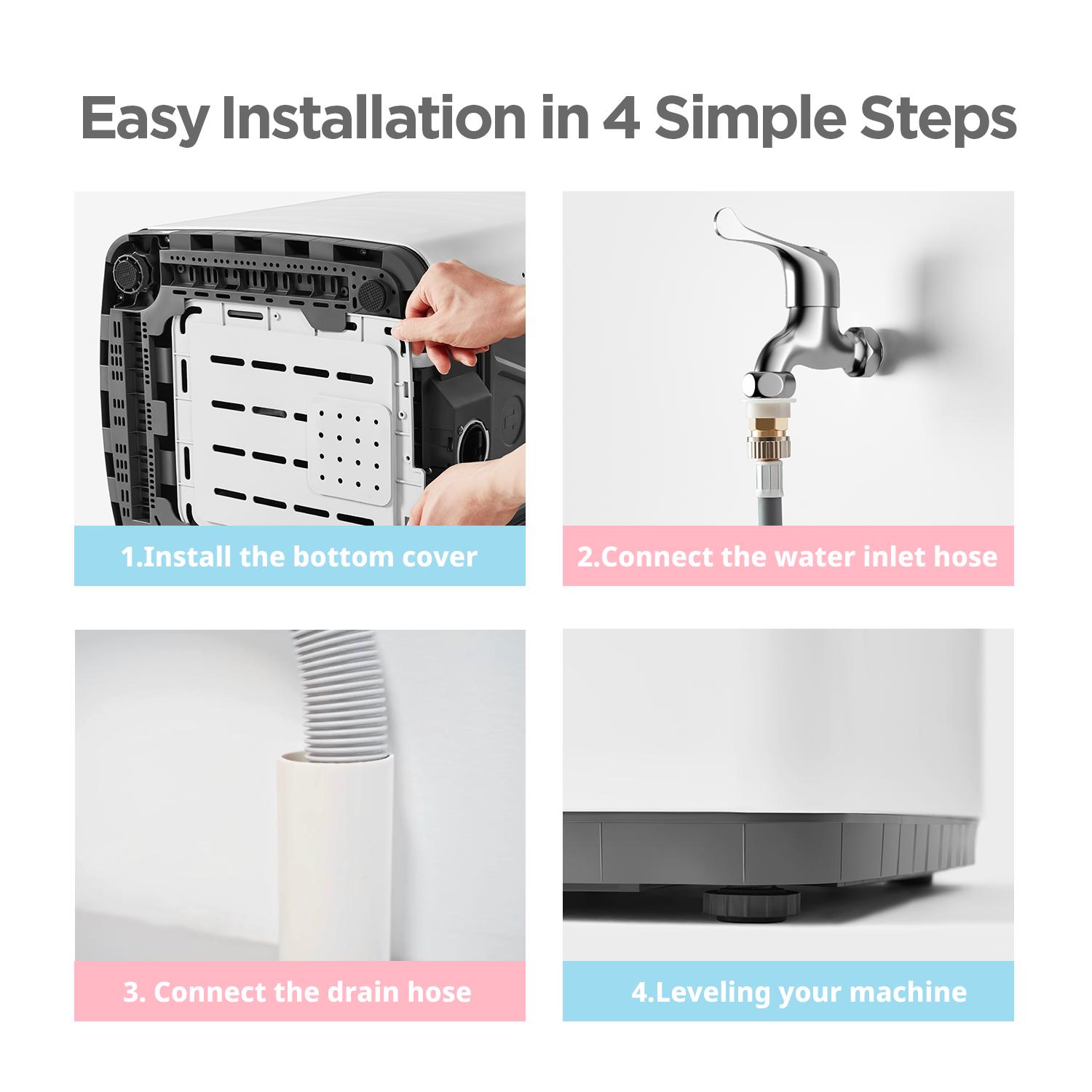 Comfee' Portable Washing Machine, 0.9 cu.ft Compact Washer With LED Display, with pump, 5 Wash Cycles, 2 Built-in Rollers, Space Saving Full-Automatic Washer