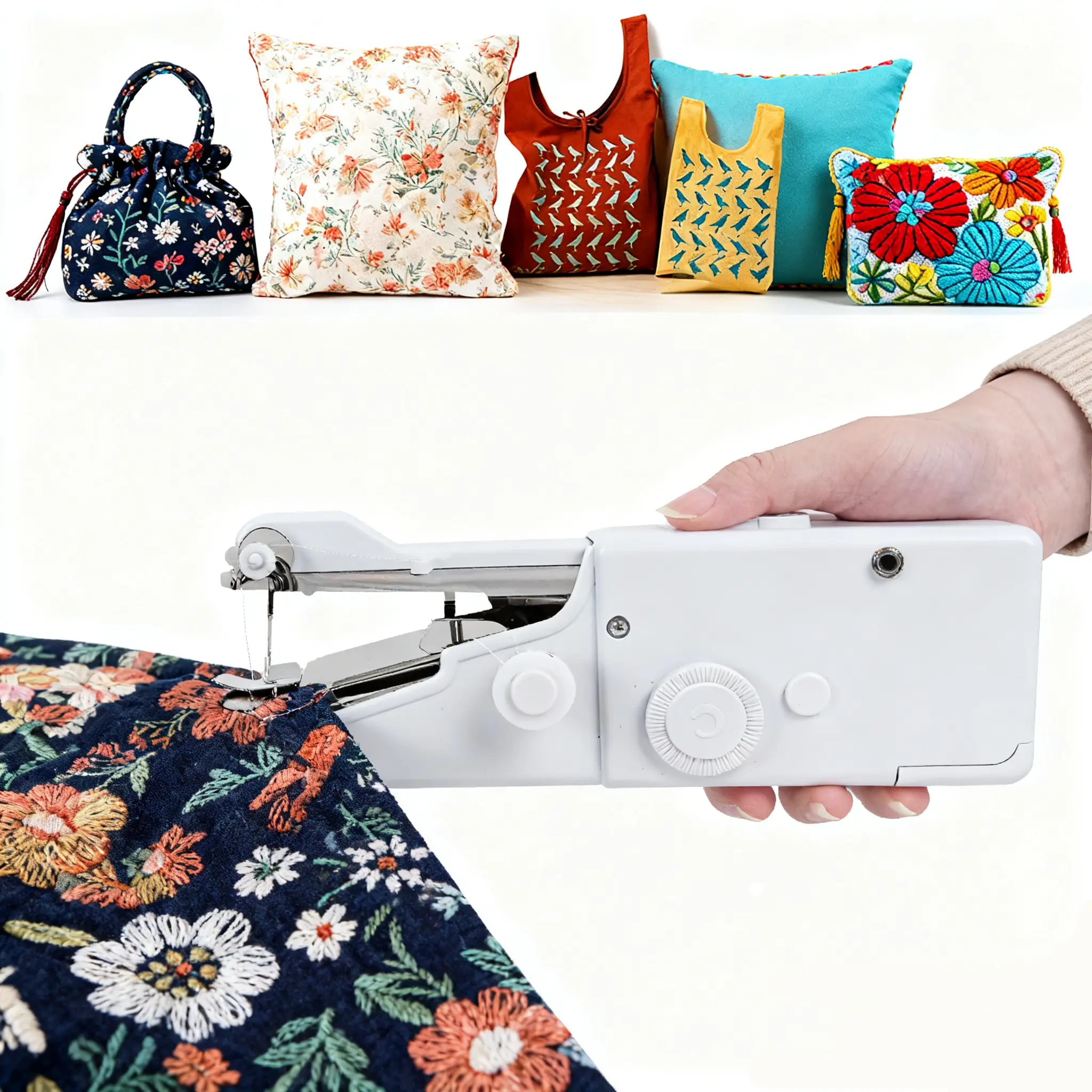 Handheld Compact Cordless Sewing Machine with Accessory Kit - Quick Stitching, Easy Operation, Quick Repairs for Home & Travel, Sewing Supplies Crafts for Beginners (Battery Not Included, Ideal for DIY Projects)