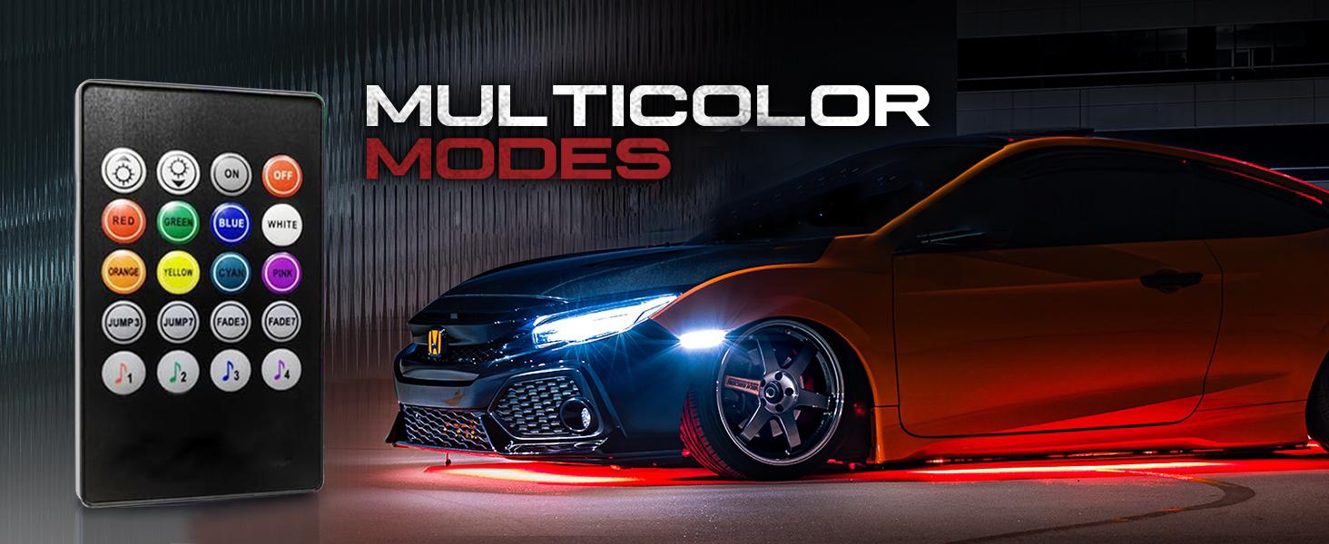 DIBMS LED Underglow Kit for Car with Remote Control, Exterior Neon Accent Under Glow Lights, Rigid Waterproof Strip Lights, Music Soundsync Mode, Multicolor RGB Light Bars singing lights cars underglow neon tubes DIBMS LED Underglow Kit for Car with Remote Control, Exterior Neon Accent Under Glow Lights, Rigid Waterproof Strip Lights, Music Soundsync Mode, Multicolor RGB Light Bars singing lights cars underglow neon tubes